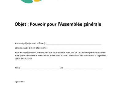 AG EXTRAORDINAIRE LE 15/07 A 18H30