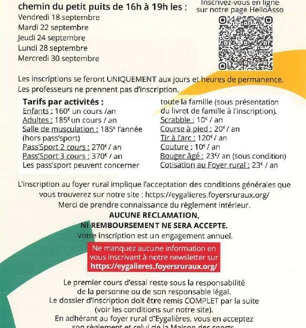 INSCRIPTION SAISON 2026/2027